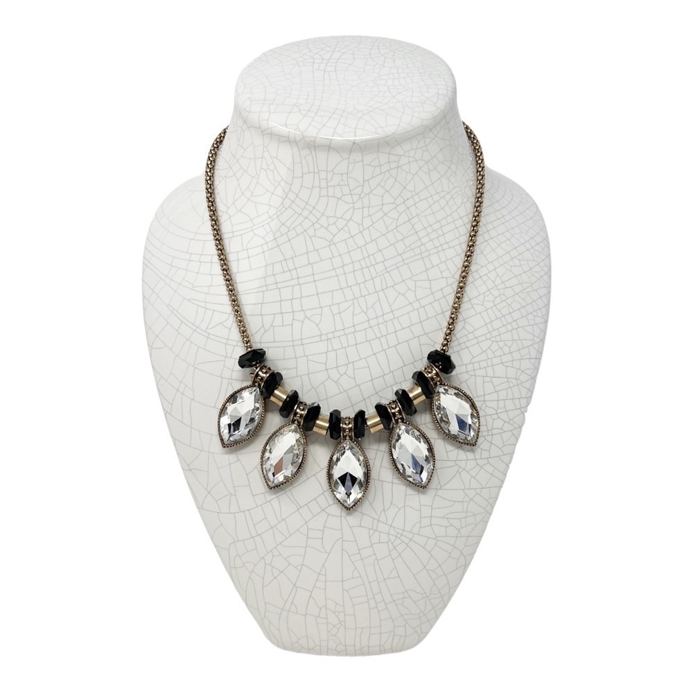 Goldtone, Rhinestone Statement Bib Necklace